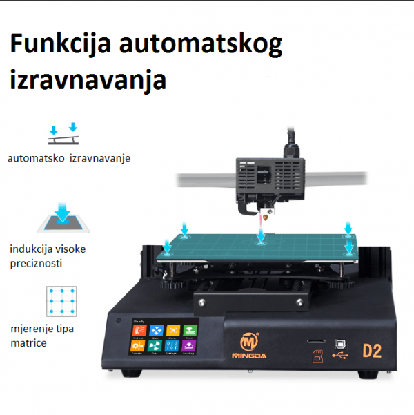 MINGDA D2 3D Printer sa funkcijom automatskog niveliranja – fotografija 2